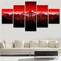 Nature Firewatch Red Sky 5-Piece Canvas Wall Art Set by Axyaa - Landscape Poster Painting