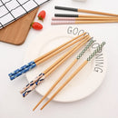 Axyaa Bamboo Chopsticks Set - 5 Pair Reusable Japanese Style Multicolor Wood