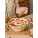 Axyaa Ceramic Noodle Bowl with Underglaze Color - Cute and Exquisite Tableware