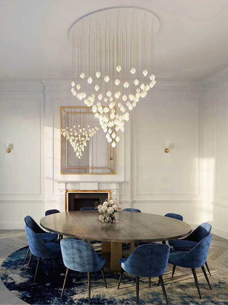Axyaa White Magnolia Pendant LED Chandelier for Dining, Living Room, Staircase.