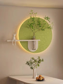 Axyaa Sandstone Vase & Green Plant Luminous Wall Painting with Wall Lamp