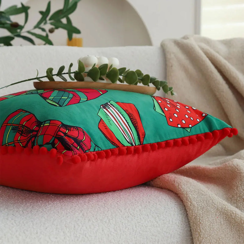 Axyaa Christmas Cushion Cover with Balls - Festive Living Room Decor - 45x45