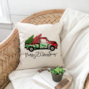 Axyaa Christmas Pickup Trucks Linen Cushion Covers 45x45 for Modern Home Decor