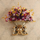 Axyaa Double Angel Vase Wall Hanging with Artificial Flowers for Home Decor