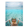 Axyaa Seaside Coconut Tree Canvas Painting: Nordic Beach Wall Art Print