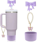 Axyaa Pink Bow Silicone Cup Accessories Set for 30/40 OZ Tumbler