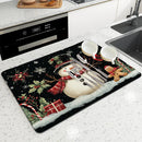 Axyaa Christmas Coffee Dish Mat Large Kitchen Absorbent Anti-slip Draining Pad