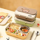 Axyaa Stainless Steel Divided Lunch Box Set – Large Capacity, Portable, Microwave Safe