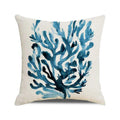 Axyaa Coral Marine Life Watercolor Cushion Cover Ocean Fish Linen Pillowcase