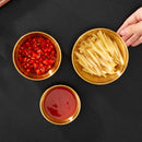Axyaa 304 Stainless Steel Seasoning Dish Set - Round Golden Barbecue Saucer Plates
