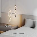 Axyaa Spiral Gold LED Pendant Chandelier Acrylic Droplight Luxury Bar Lamp