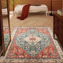 Axyaa Red Geometric Living Room Rug Festive Ethnic Style Christmas Decor Cozy Bedroom Mat