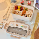 Axyaa Kawaii Kids Bento Box with Compartments - Portable, Microwave Safe Storage Container