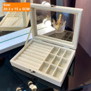 Velvet Jewelry Organizer Box with Dust-proof Display Stand by Axyaa