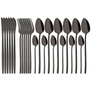 Axyaa 24-Piece Stainless Steel Dinnerware Set White Silver Flatware Tableware Kit