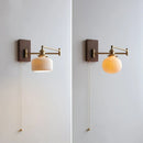 Axyaa Wood Canopy LED Wall Lamp with Pull Chain Switch, Rotating Arm