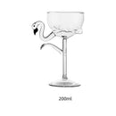 Axyaa Clear Pink Flamingo Goblet Glass Champagne Coupe Martini Cocktail Glasses