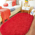 Axyaa Fluffy Plush Tie Dye Gray Oval Carpet - Bedroom & Living Room Home Decoration Rug