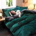 Axyaa Winter Velvet Duvet Cover Set - Solid Color, Thick & Warm, Various Sizes