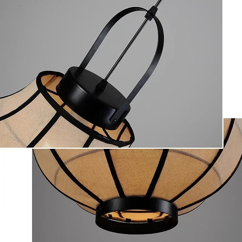 Axyaa Retro Cloth Chandeliers: Japan Fabric Pendant Lights for Home Decor