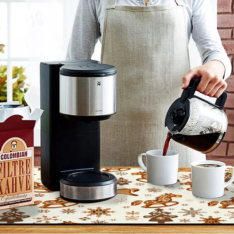 Axyaa Christmas Tree Coffee Cup Drying Mat - Absorbent Non-slip Diatoms Kitchen Mat