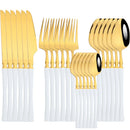 Axyaa Gold Stainless Steel Dinnerware Set Knife Fork Spoon Flatware Kitchen Wedding