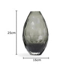 Axyaa Hexagonal Texture Glass Vase - Round Floral Vase for Desk Decoration and Flower Arrangement