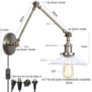 Axyaa Industrial LED Wall Light Clear Glass Vintage Adjustable Long Arm Fixtures