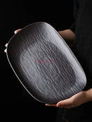 Axyaa Ceramic Oval Rectangular Bread Plate - Western Tableware for Grilled Fish & Lamb Chops