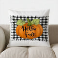 Axyaa Grateful Blessed Pumpkins Checkered Fall Pillow Cover