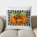 Axyaa Grateful Blessed Pumpkins Checkered Fall Pillow Cover