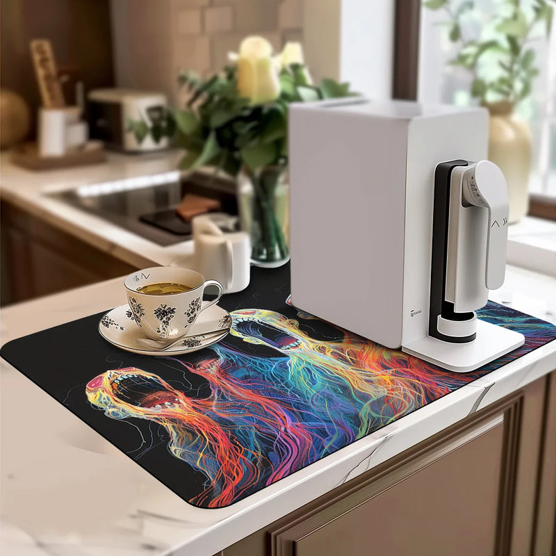 Axyaa Halloween Ghost Lines Drying MatValueChanged: Axyaa Abstract Ghost Lines Drying Mat