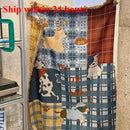 Axyaa Vintage Plaid Puppy Blanket: Knitted Sofa Towel, Art Tapestry, Mat