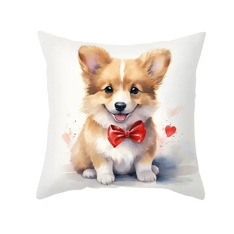 Cute Pet Dog Print Cushion Cover for Sofa by Axyaa