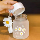 Axyaa Daisy Glass Water Bottle: Cute Frosted Mini Drinking Bottle for Milk, Juice, or Travel