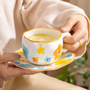 Axyaa Flower Heart Ceramic Mug, Irregular Creative Style Coffee Cup