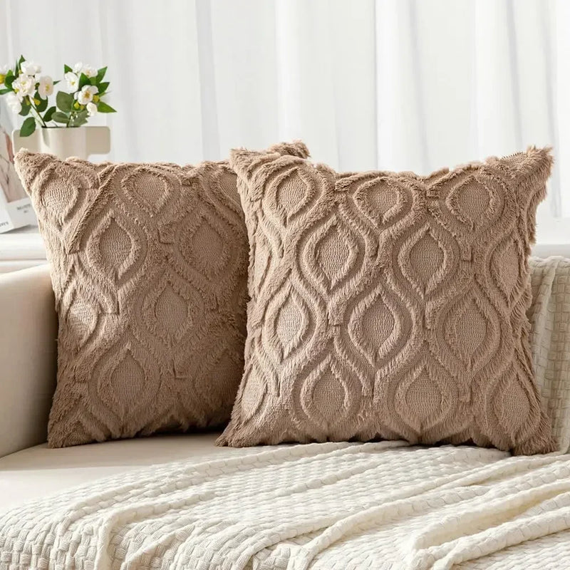 Axyaa Soft Plush Faux Wool Yellow Pillow Covers for Sofa Living Room