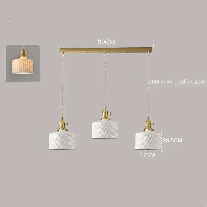 Axyaa White Ceramic LED Pendant Lamp Modern Hanging Light Fixtures