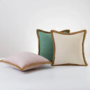 Axyaa Burlap Linen Trimmed Throw Pillow Covers for Farmhouse Decor