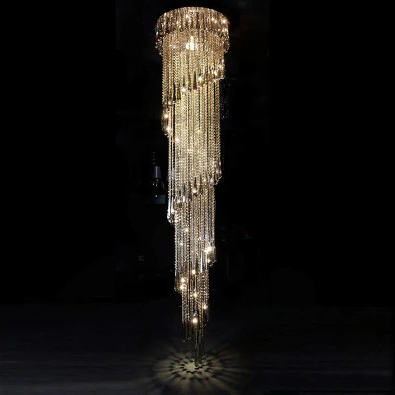 Luxury Smoky Gray Crystal Chandelier for Interior Stairway Lighting - Axyaa