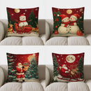 Axyaa Snowman Sleigh Ride Christmas Pillow Cover for Sofa, Bedroom, Car