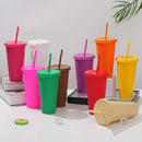 Axyaa 710ml Macaron Plastic Straw Cup - Large Capacity, Reusable, Ideal for Parties & Coffee