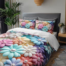 Axyaa Vibrant Floral Print Duvet Cover Set - All-Season Polyester Home Decor