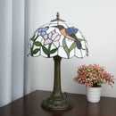 Axyaa Hummingbird Flower Desk Lamp, Modern Stained Glass Shade, Metal Base