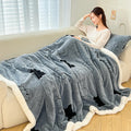 Axyaa Bear Printed Fleece Blanket Set - Warm Sofa Throw & Pillow Cases