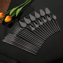 Axyaa 24-Piece Stainless Steel Cutlery Set - Black Mirror Finish