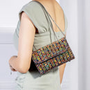 Axyaa Rhinestone Evening Bag | Glitter Shoulder Handbag for High Party Celebrity Look
