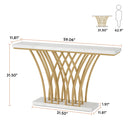 Axyaa Modern Gold Console Table with Grid Metal Base - 59 inch
