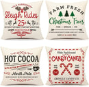 Axyaa Farmhouse Christmas Pillow Cover Set - Winter Holiday Rustic Throw Cushion Case 45x45