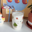 Axyaa Snowman Glass Cup 400ml - Cute Christmas Gift, Winter Water Cup for Hot Drinks